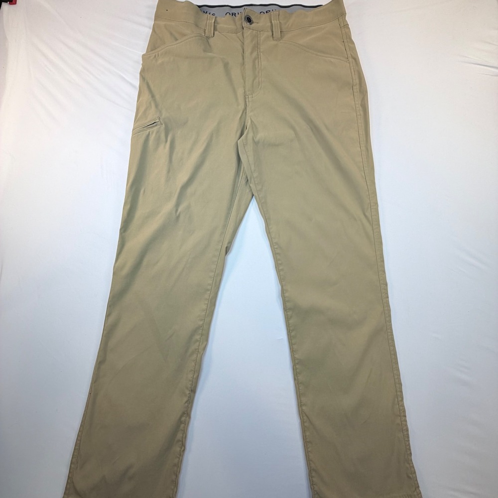 Orvis Tech Pants Men's 36x31.5 Khaki Stretch Water Resistant Hiking Travel